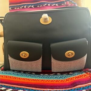 NWT Coach Black Leather Haversack